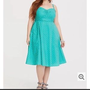 Torrid Teal Polka Dot Swing Dress